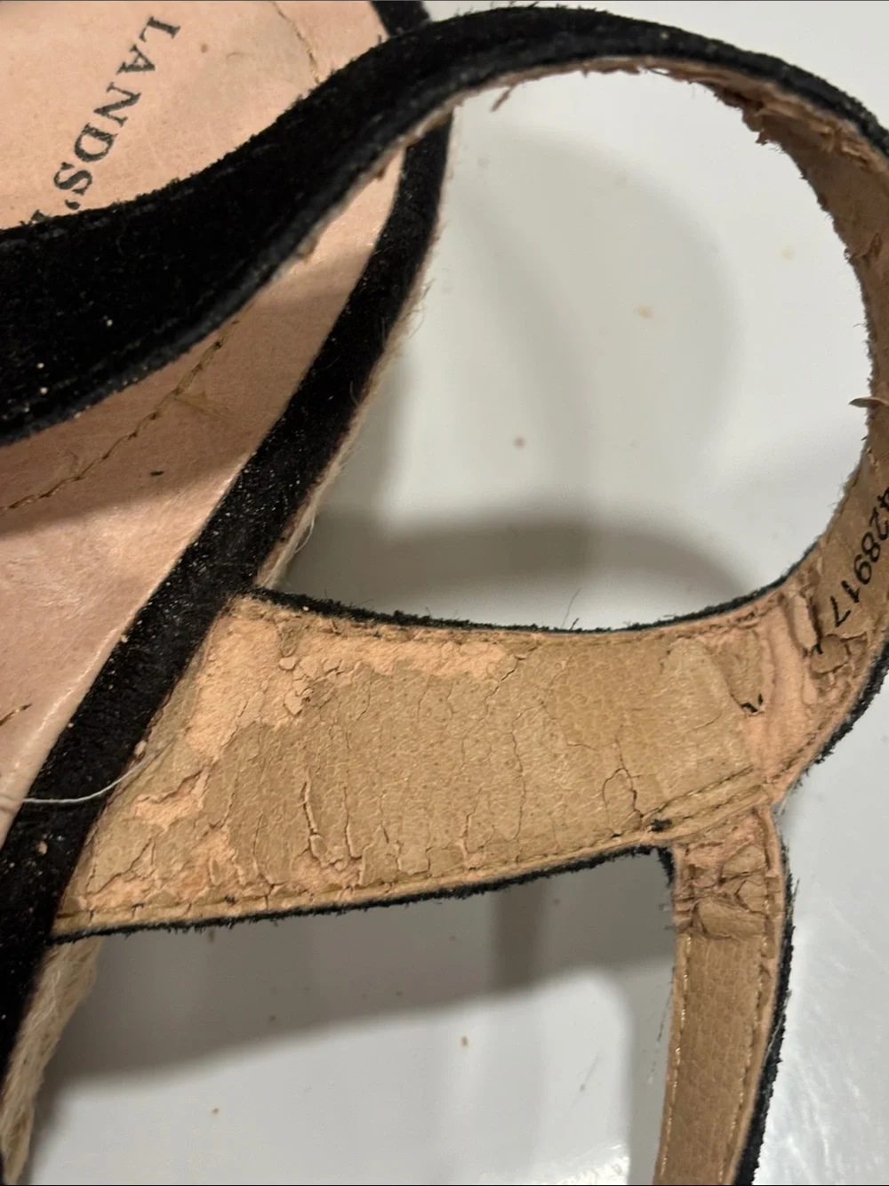 Lands' End Pippa Braided Suede Espadrille Wedge Sandals in Black